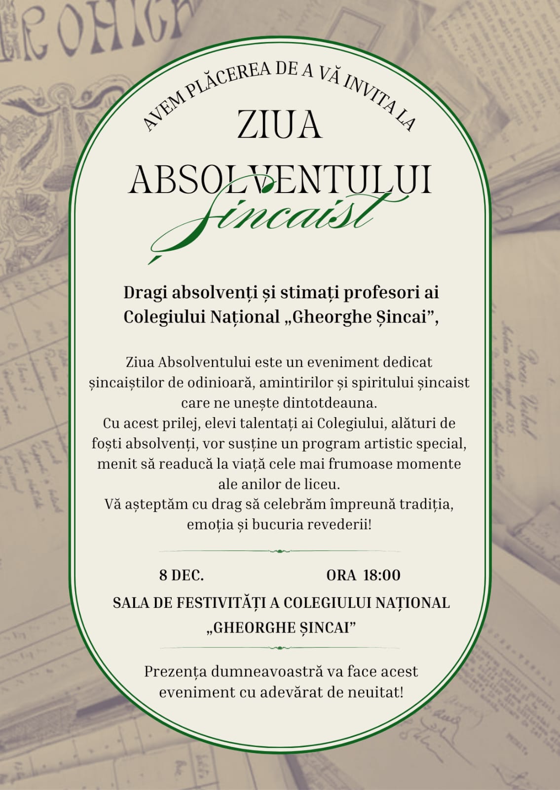 Invitatie ziua Absolventului